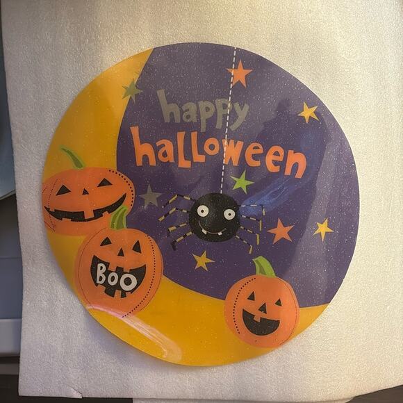 Happy Halloween Spiders & Pumpkin Circle Place Mats Holiday Seasonal Home Scary - Picture 1 of 4